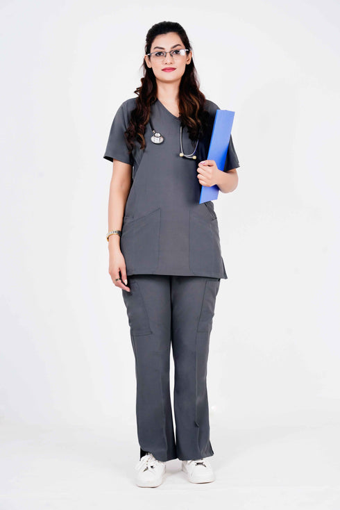 Women's 5-Pocket Scrub with Bell Bottom Pants